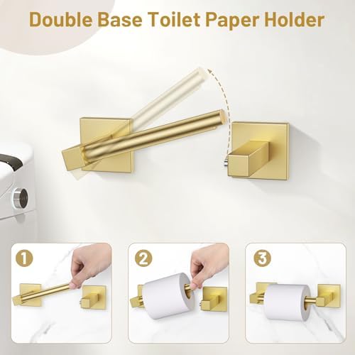 Lairuier Brushed Gold Bathroom Accessories, Towel Bar Set Wall Mounted