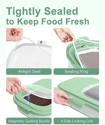 20-30 Lbs Rice Storage Container,Collapsible Food Storage Container | Flour Storage Container with Wheels Airtight Locking Lid,Cat Food Container Double Seal,Keep Fresh for Pet Food,Rice,Flour