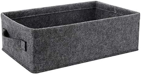 Small Basket Shallow Storage Baskets Felt Storage Basket Bin Long Narrow Basket for Towels Dog Cat Toys Office Supplies Dippers Baby Toys Storage Basket Light Gray