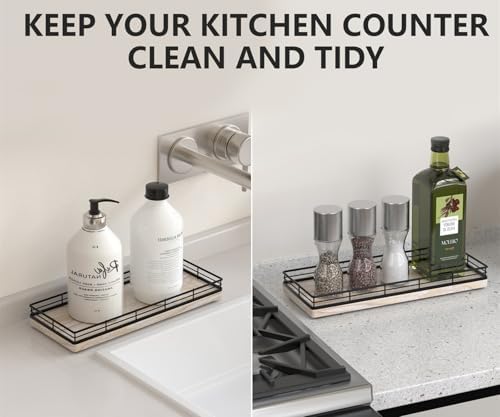 Bathroom Tray for Counter Top Organizer, Ash Wood Vanity Tray (Pack of 2)