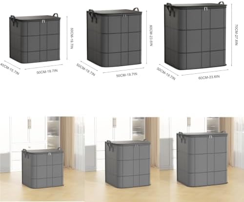 2PCS Portable Moving Storage Bags - Large Capacity Zippered Fabric Organizer for Bedding & Clothes - Foldable Heavy Duty Blanket Spacious Moving Storage Bins for Quilts, Comforters, L (150L)