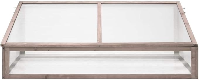Wooden Cold Frame Greenhouse with Hinged Lid, Solid Fir Wood Raised Garden Bed for Vegetables Herbs Flowers, Outdoor Balcony Plant Protector, Grey