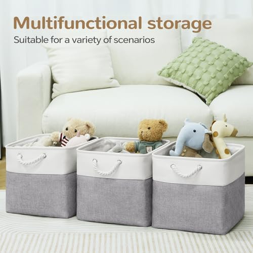 12x12 Inch Foldable Fabric Cube Storage Bins with Handles 4 Pack