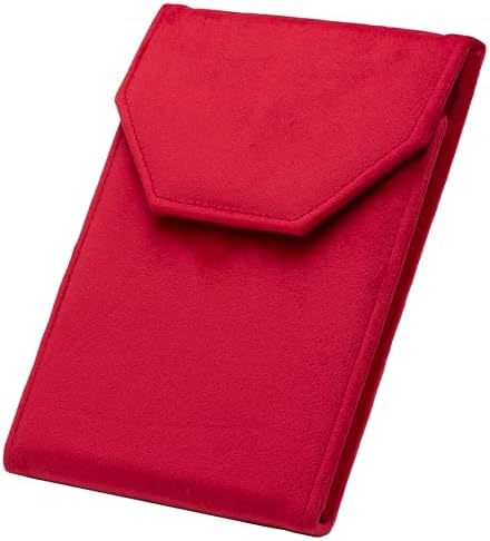 Velvet Necklace Jewelry Travel Folder Storage Display Case (Red)