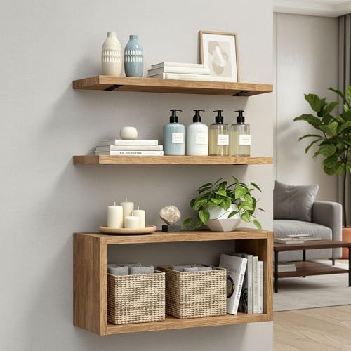 Floating Shelves 15.7 Inch 3 Pack Wall Mount Shelves Hidden Bracket