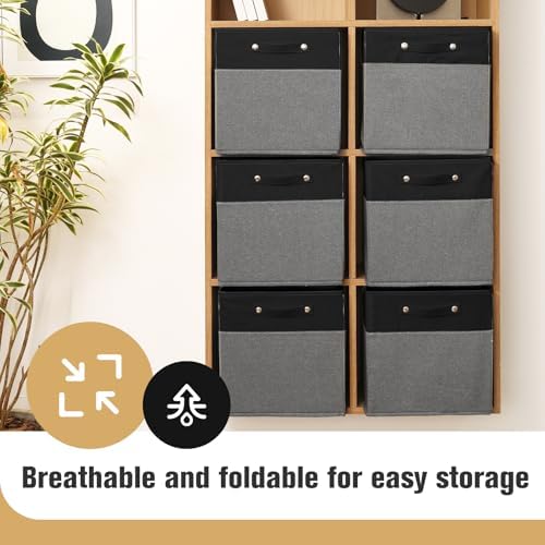 FinishingBo 13x13x13 Storage Cube Bins 4 Pack, Cube Shelf Baskets
