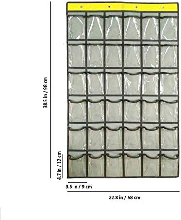 NIMES Hanging Closet Underwear Sock Jewelry Storage Over The Door Classroom Cell Phone Calculator Organizer 36 Clear Pockets (GREY)