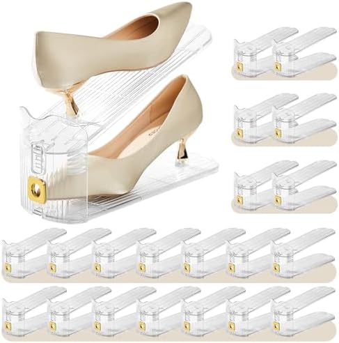 36 Pack Shoe Slots Organizer for Closet, Adjustable Shoe Stackers for a Pair of Shoes Shoe Rack Storage Shoe Space Saver 50% Shoe Shelf Display Holder for Closet