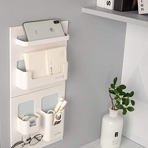 Bedside Shelf - Stick On Wall Mounted Bed Room,Dorm,Office Adhesive Floating Accessoies Caddy Organizer/Holder for Phone,Glasses,Remote Control,Keys,Pens - Plastic Material- White