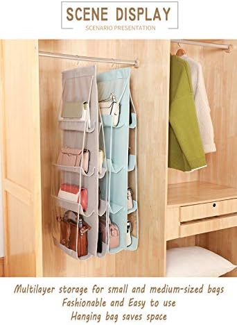 AARAINBOW 1 Pack Hanging Handbag Purse Organizer, Hand Bag Organizer Space Saving, 8 Pockets Wardrobe Organizer, Purse Holder for Closet, 46 L x 13.8W (B-Light Pink)