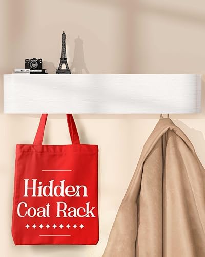 OLEEK wall Mounted Coat Rack with Shelf - wall entryway Shelf with Hooks - entryway Hooks - Modern Coat Rack - Wooden Mount for Home Decor - Jacket Hanger