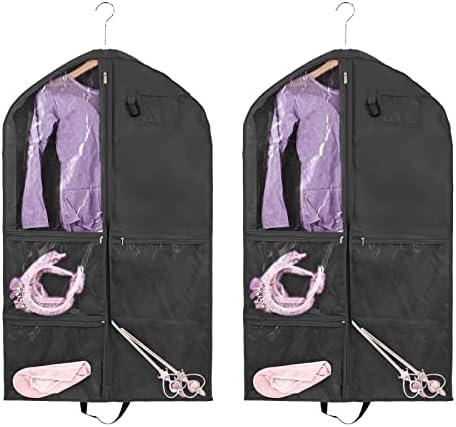2 Pack Garment Bags for Travel Hanging Clothes,40inch Dance Bag,Dance Garment Bags For Dancers,Dance Competition Essentials,Dance Costume Garment bag For Kids Girls.