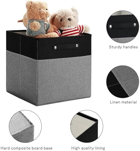 FinishingBo 13x13x13 Storage Cube Bins 4 Pack, Cube Shelf Baskets