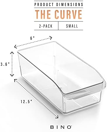 BINO | Plastic Storage Bins, Small | THE CURVE COLLECTION | Multi-Use Organizer Bins | Storage Containers Kitchen, Pantry and Home Organization | Fridge Organizers | Pantry Organization