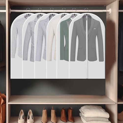 Clear Garment Bags for Hanging Clothes, 12 Pack 40 Inch Suit Covers