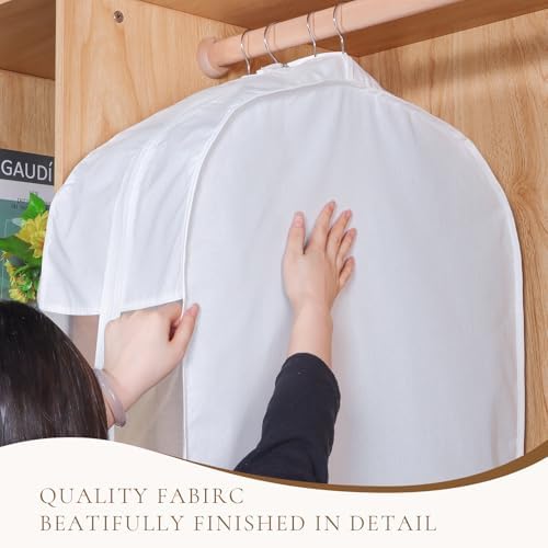 Univivi 50 Inch Cotton Hanging Clothes Bag for Storage 4 Pack, White