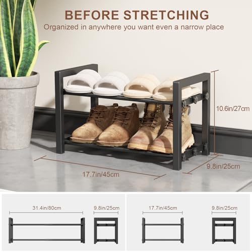 Expandable Shoe Rack, Heavy Duty Metal Shoe Organizer for Closet