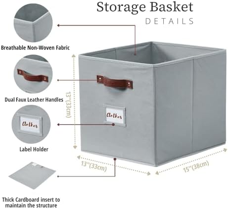 DECOMOMO Storage Bins, Storage Baskets for Shelves