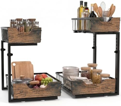 Pull Out Cabinet Organizer 2 Tier Metal Under Sink Organier