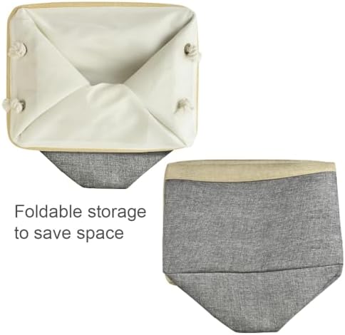 TheWarmHome Storage Basket for Organizing - Fabric Large Cubes 3 Pack 16x12x12 inch Baskets, Cube Storage Bin for Shelves Organizer Closet Cloth Gift Toy (Gold & Grey)