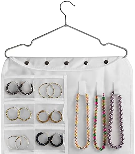 BB Brotrade Hanging Jewelry Organizer,Accessories Organizer,56 Pocket Organizer for Holding Jewelries (White-56 Pockets)