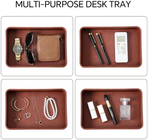 Valet Tray for Men, PU Leather Catchall Tray Nightstand Organizer