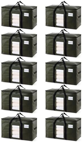 TAILI 10 Pack Green Extra Large Moving Bags,Storage Bag with Visible Window