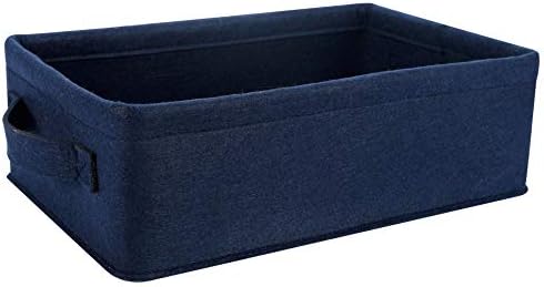 Small Storage Baskets Shelf Storage Baskets Navy Blue Fabric Storage Bin Narrow Storage Basket for Towels Dog Cat Toys Clothes Hats Belts Dippers Baby Toys Storage Basket Little