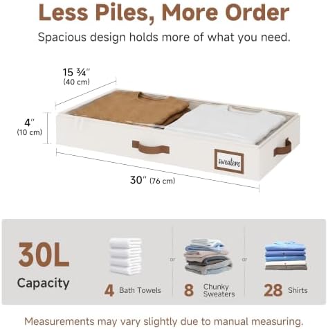 StorageWorks 4 Inch Low Profile Under Bed Storage Containers with Clear Lid