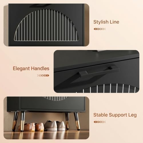 Farmhouse Shoe Cabinet Storage for Entryway, Slim Hidden Shoe Rack Cabinet