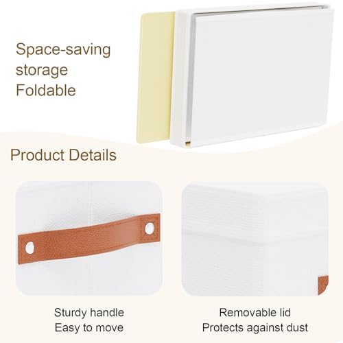 Fabric Storage Baskets,White Boxes,16.5x11.8x10.2In,5 Pack