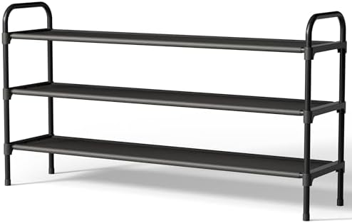 Kitsure Extra-Long Shoe Rack for Closet, 39.0" Wide - 3 Tier, Black