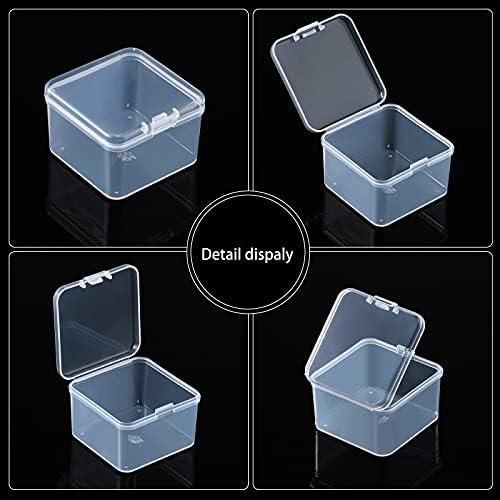 SATINIOR 48 Packs Clear Small Plastic Containers Transparent Storage Box with Hinged Lid for Small Items Crafts Jewelry (2 x 2 x 1.4 Inches)