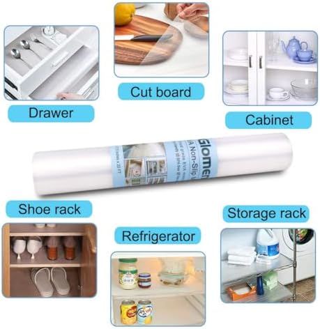 Glomen Refrigerator Liners, Fridge Mats, Washable Oil-Proof Fridge Pads Shelves Drawer Cabinet Liners, 17.5 Inches x 20 FT, Refrigerator Mats for Shelves (17.5 Inches x 20 FT)…