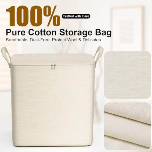 Higher Cotton and Linen Canvas Storage Bags with Reinforced Handles 2 Pack