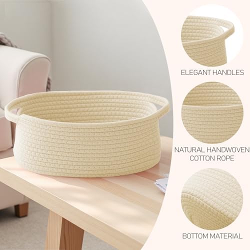 JMvicyroam Small Woven Basket, Empty Gift Basket, Beige/3 Pack