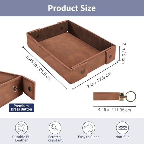 SITHON Valet Tray for Men Premium PU Leather Catchall Tray