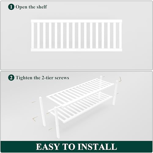 Smiry Bamboo Shoe Rack, 16 Vertical Slats, 3 Tier - 33.7" Wide, White