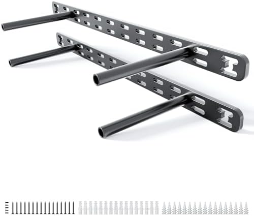 2pcs Floating Shelf Bracket Heavy Duty,Decorative Floating Shelf Hardware Hidden Black Metal Fireplace Mantel Brackets Without Jig (18"X4"X1.0" Without Tools)