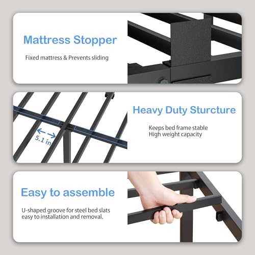 ROIL 4 Inch Twin Bed Frame Low Profile with Rounded Corner Mattress Baffle