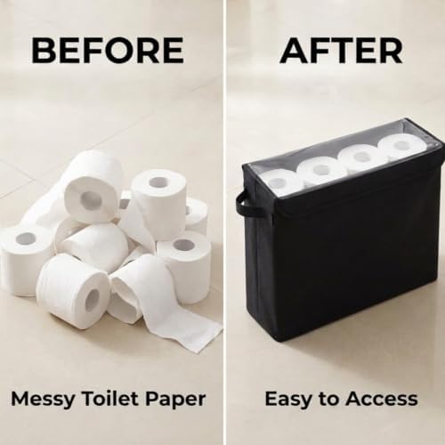 Cupid Cupid Toilet Paper Baskets - Toilet Paper Storage with Lid, Holds 12 Regular or 9 Mega Rolls, Extra Cover Slim Tissue Holder Cabinet, Narrow Container Bin Organizer Box for Bathroom