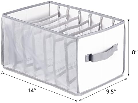 Univivi Tshirt Clothes Drawer Organizer with Handles, 7 Grids, 2 Pack