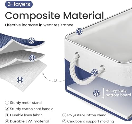 15.7x11.8x8.26 Inch Fabric Large Storage Bins with Handles 6 Pack