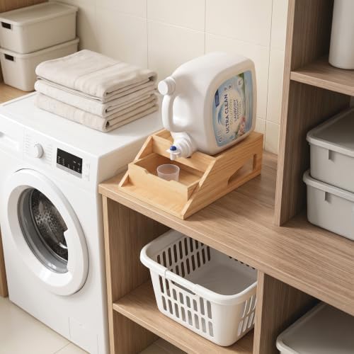 Easy-Clean Laundry Detergent Holder Stand w/ Drawer & Tray