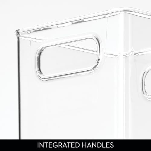 iDesign Storage Bin with Handles, Cube Organizer, Set of 4, Clear | For Pantry, Made in USA