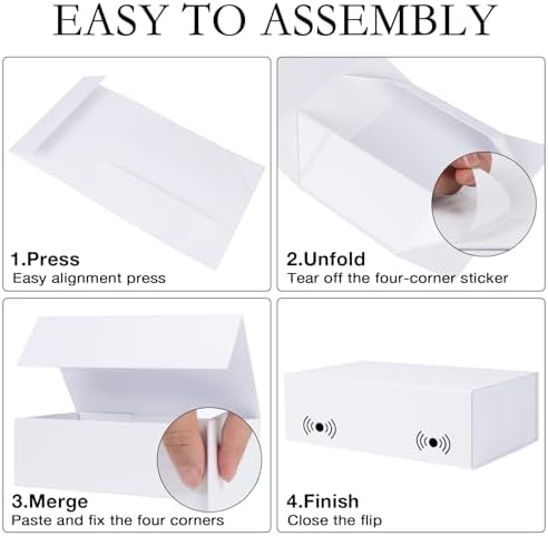 LFBOX White Gift Box with Magnetic Lids 5 Pack | Large Bridesmaid Groomsman Proposal Boxes,13.8x8.3x4.4 in, Collapsible Rectangle Storage Box