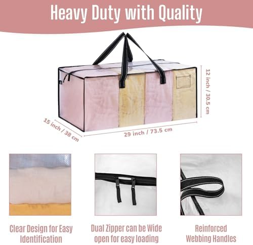 VENO Heavy Duty Moving Bags, Storage Bags, Easy Visibility, Clear, 6 Pack