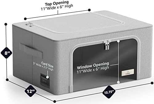 Sorbus Clothes Storage Bins, Clear Window & Handles (4 Pack, Gray)