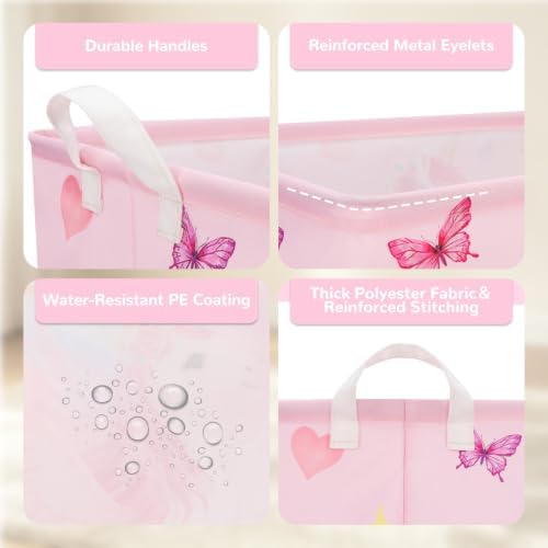 Kids Basket with Handles, Storage Toy Box for Girls, Unicorn