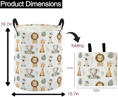 ESSME Animal Laundry Basket,Cute Hamper Collapsible Canvas Waterproof Storage Bin,Cute Hamper,Gift Baskets(leavas animal)